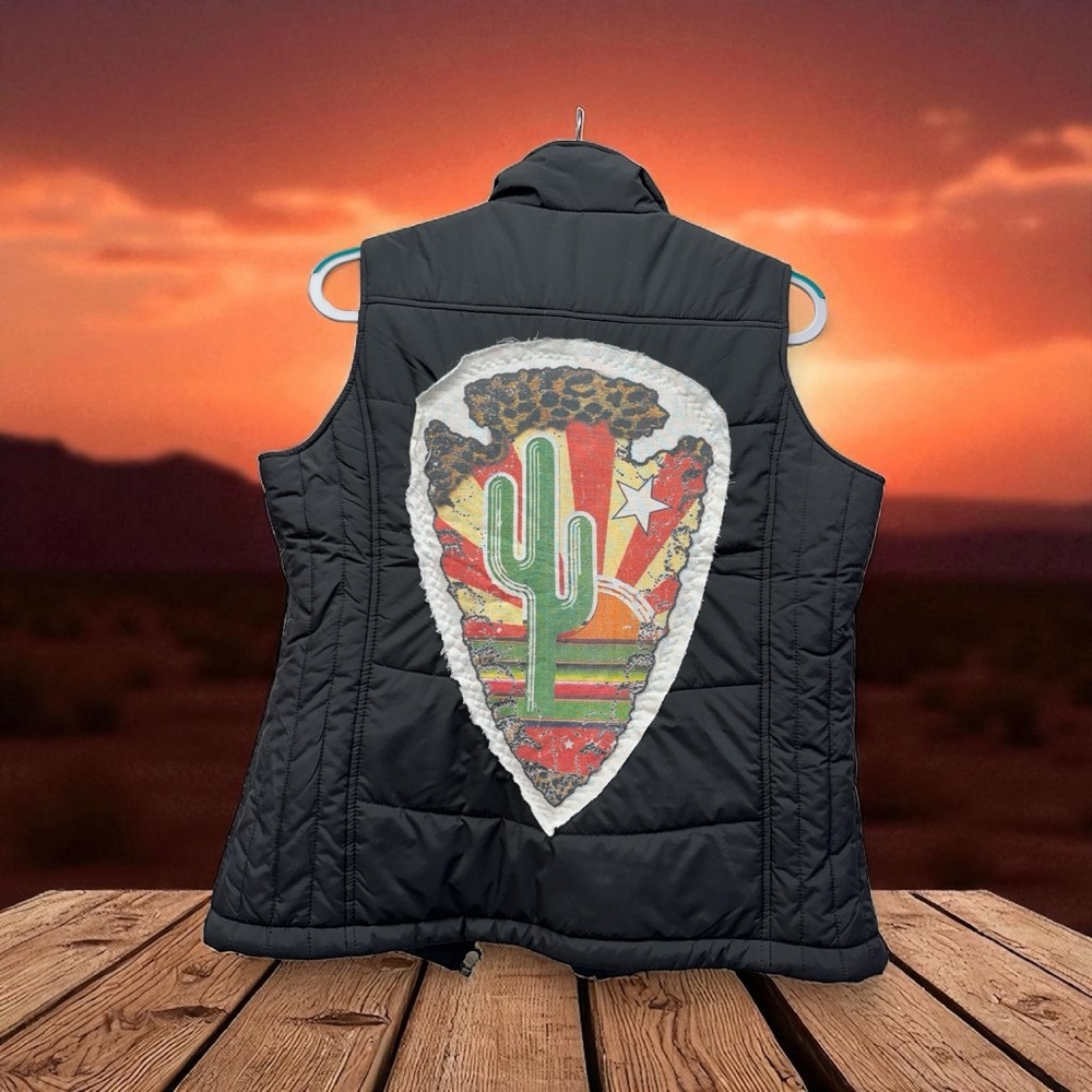 Port Authority Black Vest with Desert Motif